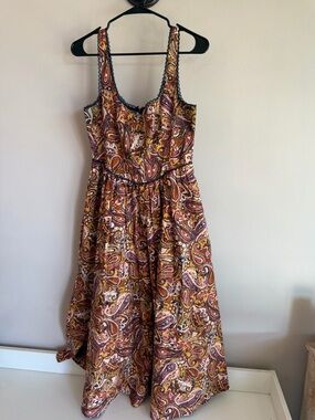 wayf brown eyelet dress Boden Women's Ivy Placket Cotton Midi Dress in Brown main image 0